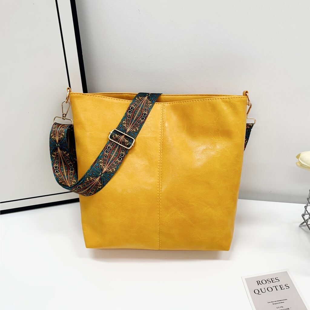 Yellow Bohemian-Style Shoulder Bag for Women - Fashionable Design