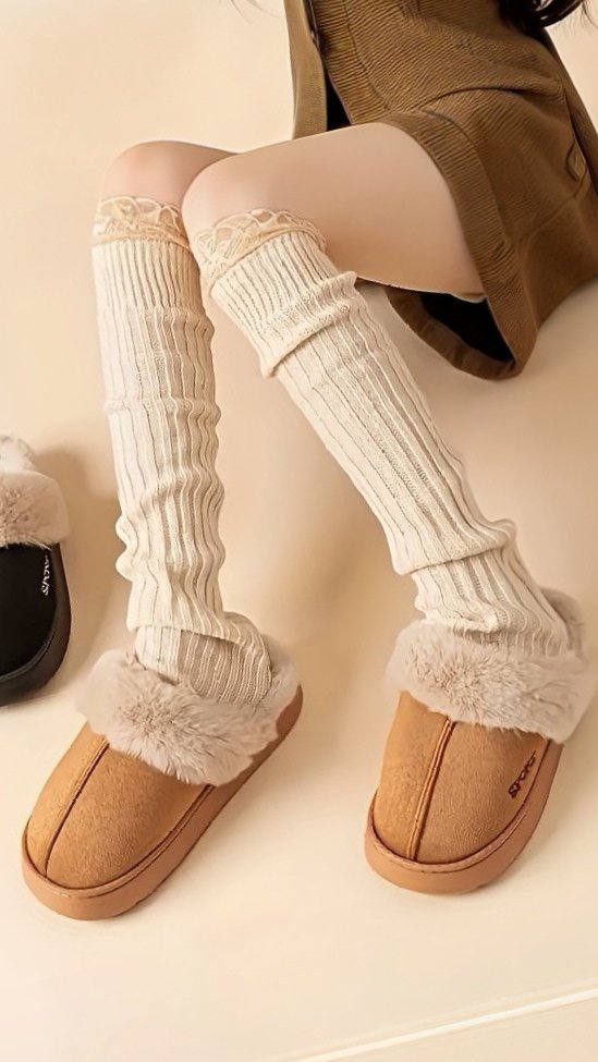 Beige Fuzzy Home Slippers
